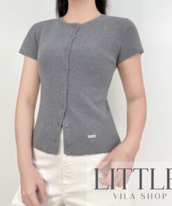 VILA | Little VL105 เสื้อไหมพรมผ้าร่องกระดุมหน้า