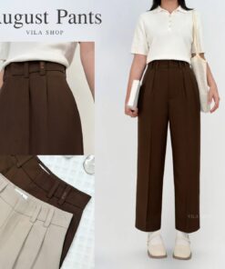 VILA |  AUGUST PANTS TM32 กางเกงทรงบอย ปัก VILA ที่หูเข็มขัด