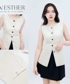 VILA | ESTHER  VL107 เสื้อแขนกุด กระเป๋าหน้า มีซับให้ทั้งตัว