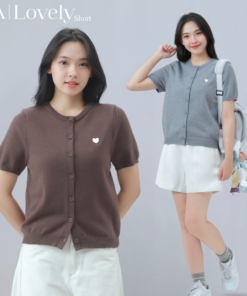 VILA | LOVELY SHORT VL123 เสื้อ Lovely แขนสั้น คอกลม โลโก้หัวใจ